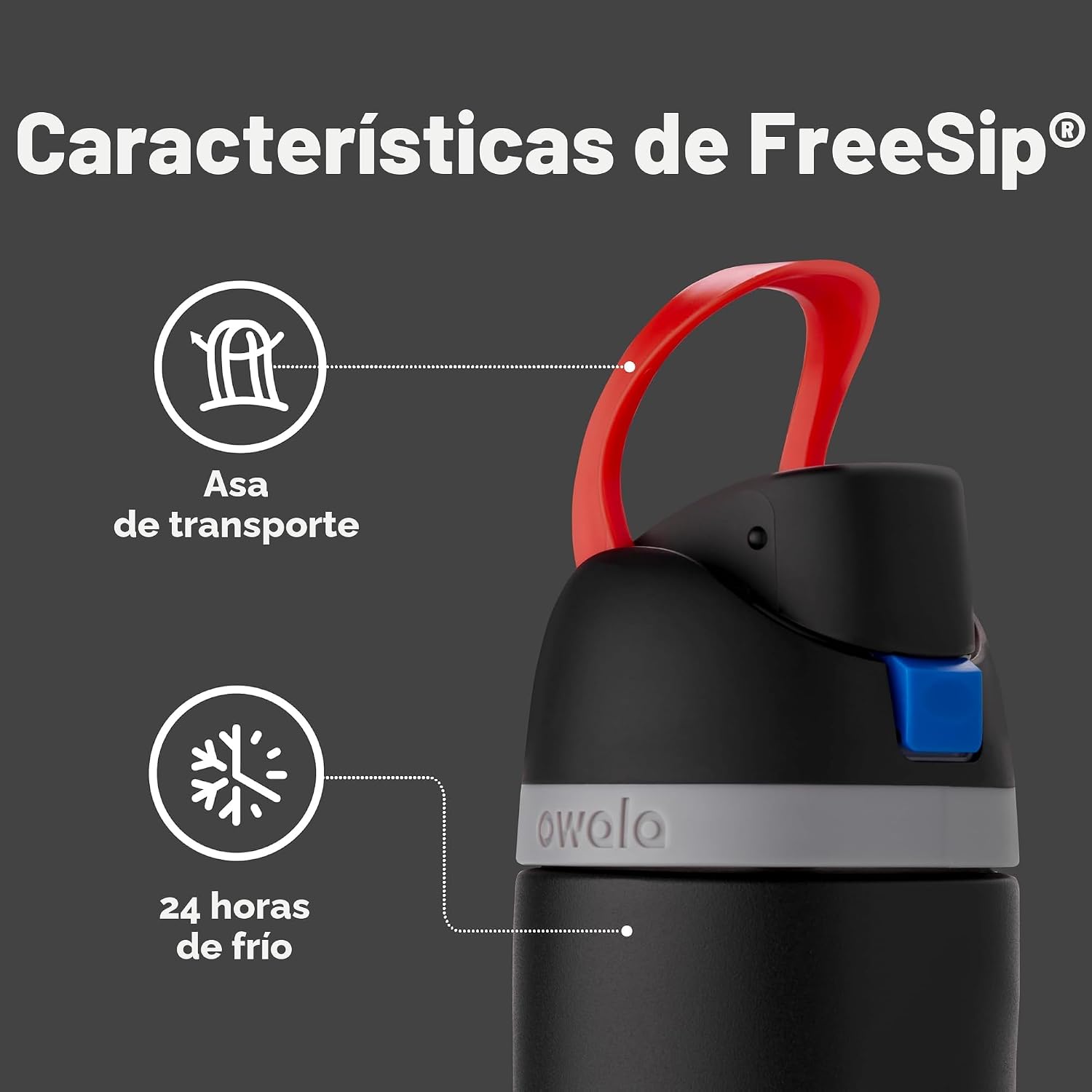 Owala Star Wars FreeSip - Botella de agua aislada de acero inoxidable con popote para deportes y viajes, sin BPA, 24 onzas, Darth Vader