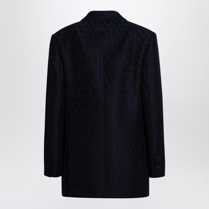 Valentino Valentino Navy Blue Double Bestoded Jacket Toile Iconographe - Image 3