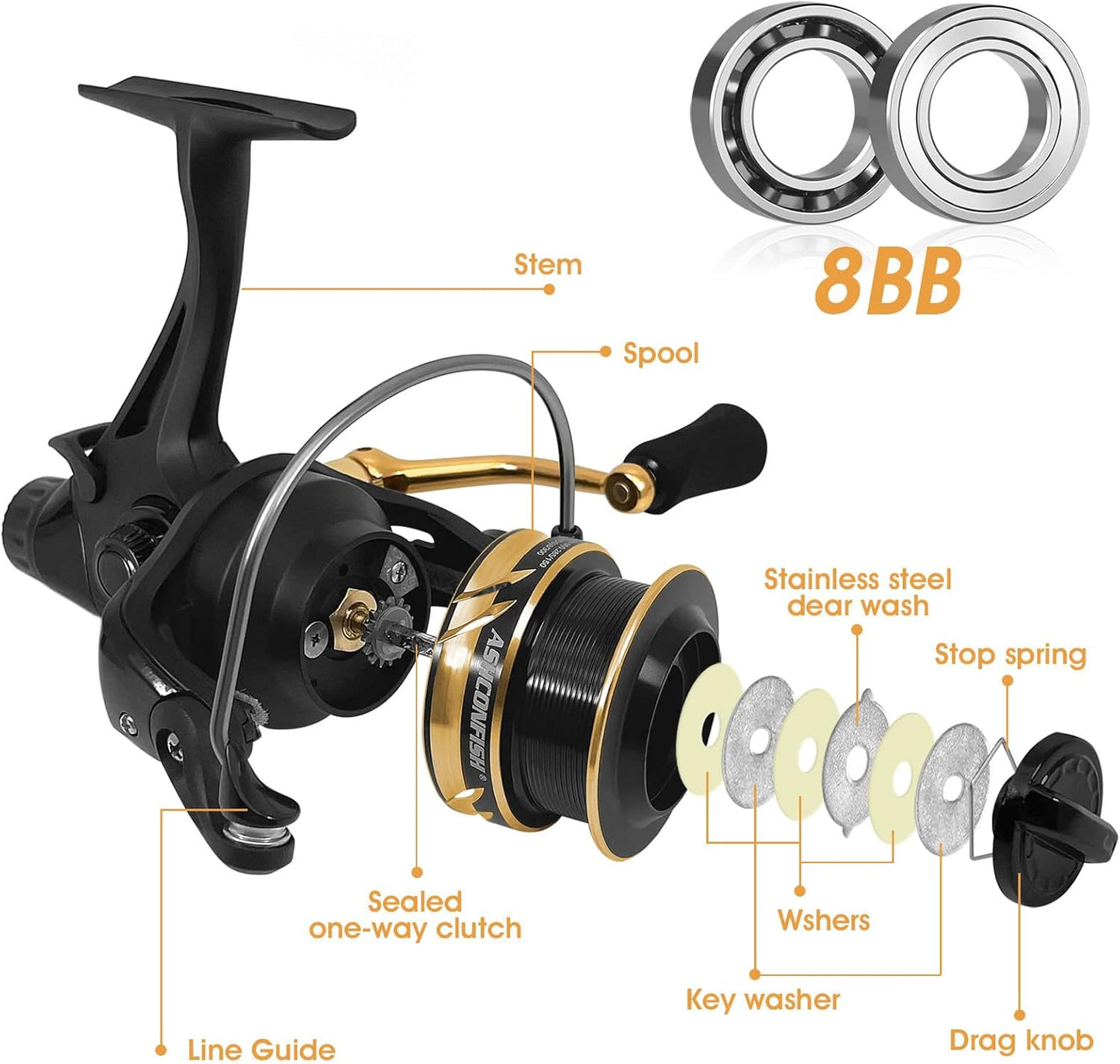 Ashconfish ARF スピニングリール 左右交換ハンドル リール 軽量 強抗力 遠投用 穴釣り 淡水釣り 海釣り 4000 5000 4000b 5000b