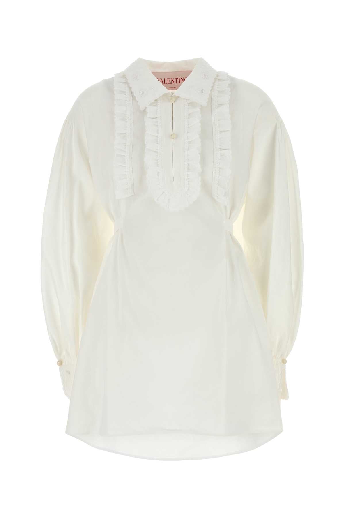 Valentino バレンティーノガラヴァニホワイトコットンブレンドシャツドレス - Image 4