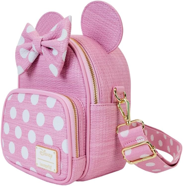Loungefly Mini Backpack and Shoulder Bag Transformable Fabric with Minnie Disney, Pink, Cabrio, Pink