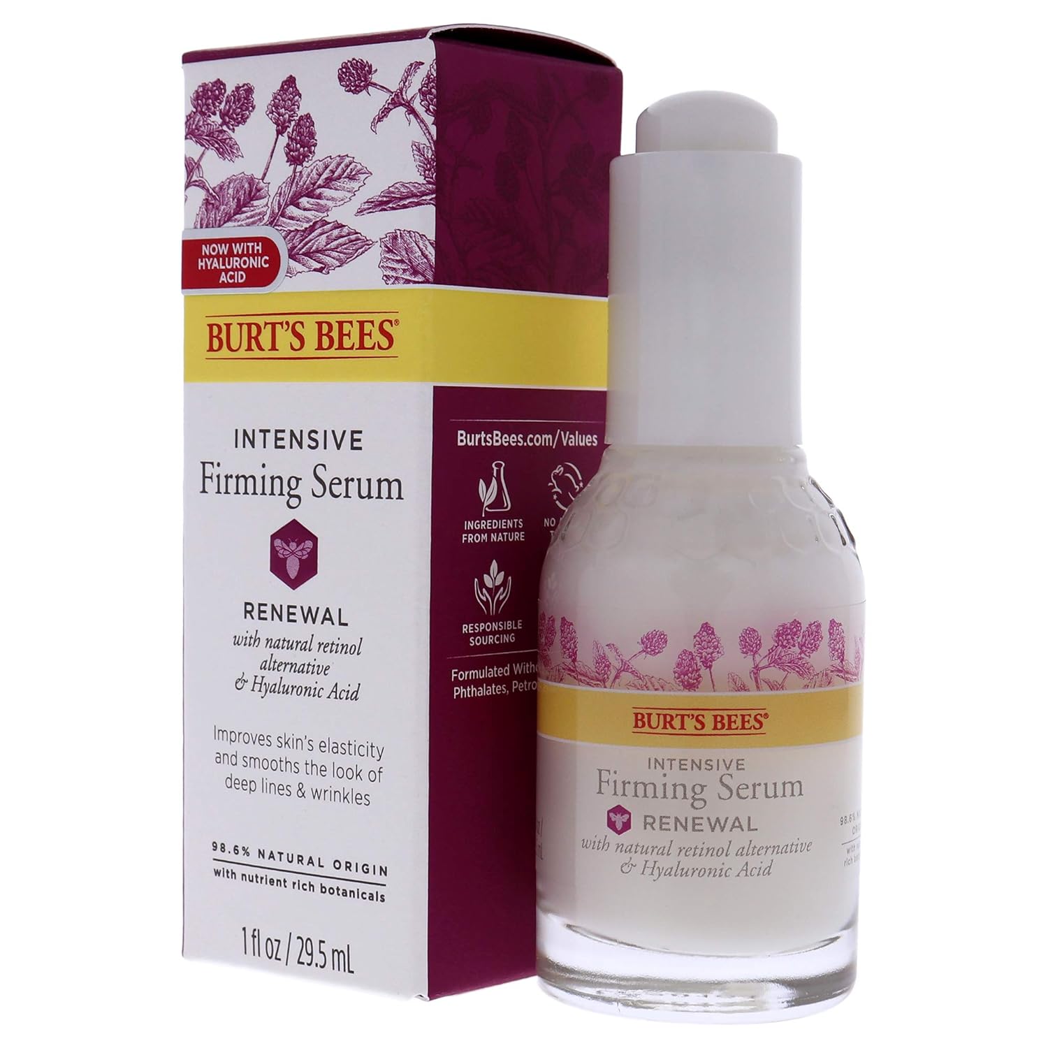 Burt's Bees - Suero reafirmante intensivo renovador con alternativa de retinol natural, Bakuchiol – 1 onza (el embalaje puede variar)