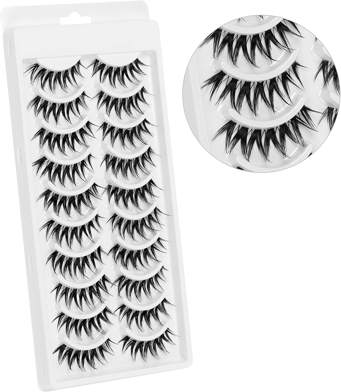 10 Pairs Cat Eye Lashes Clear Band Fluffy Natural False Eyelashes 3D Soft Volume Lashes Look Like Eyelash Extensions Reusable Fake Min Crush (C01)