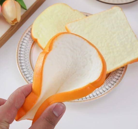 【3枚セット】食パン 食品サンプル リアル フェイクフード パン模型 トースト 撮影小物 ディスプレイ用 カフェ 店舗装飾 インテリア (3, ホワイト)