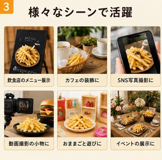 30本入り 食品サンプル フライドポテト フェイクフード 模型 ディスプレイ用 ポテト模型 撮影小物 飲食店 展示用 撮影道具 インテリア おままごと SNS撮影 小道具 リアル再現 (30)