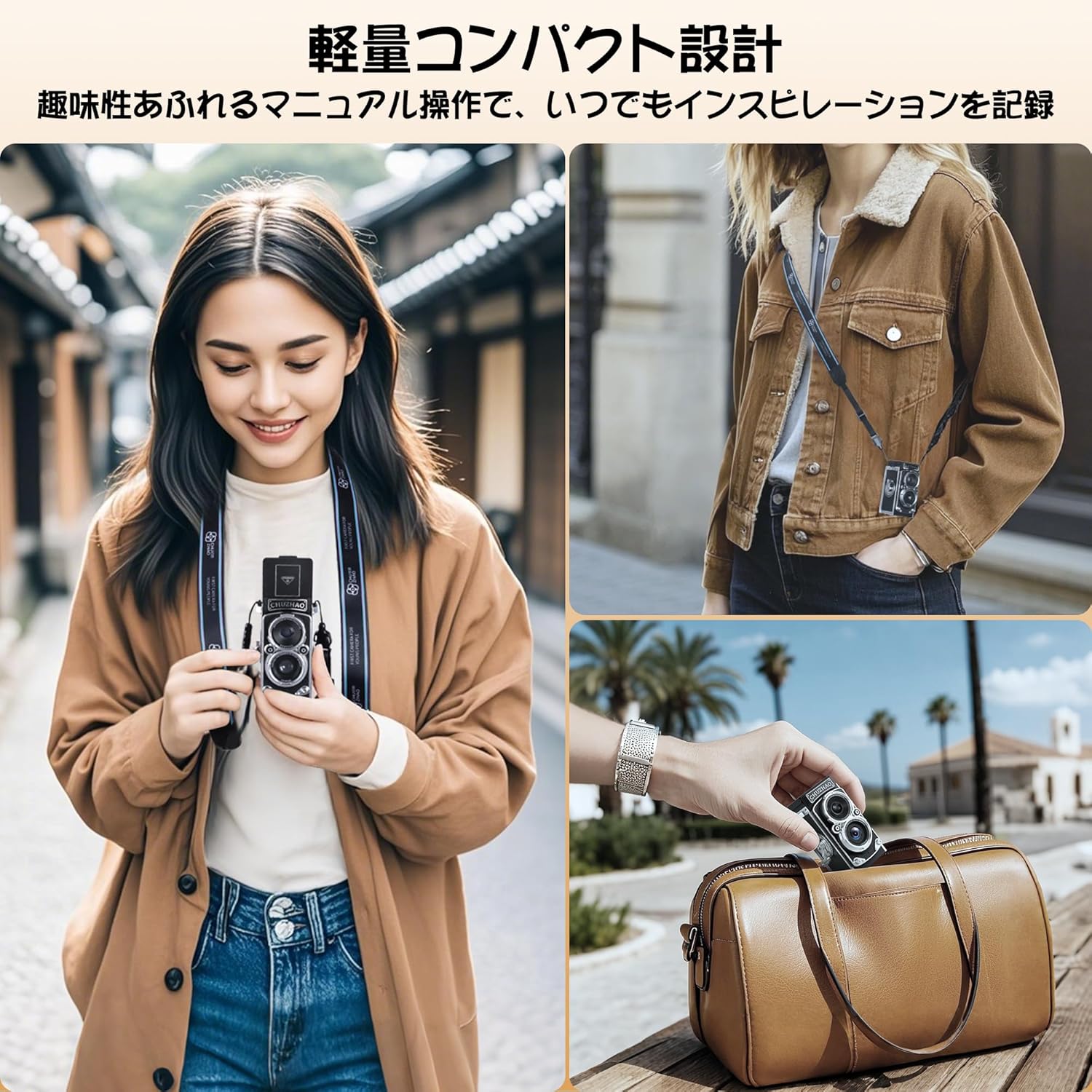 CHUZHAO Mini Retro Digital Camera - Vintage TLR Style Compact SLR Digital Camera with Autofocus 16GB SD Card Perfect Gift for Beginners, Teens, Kids and Adults