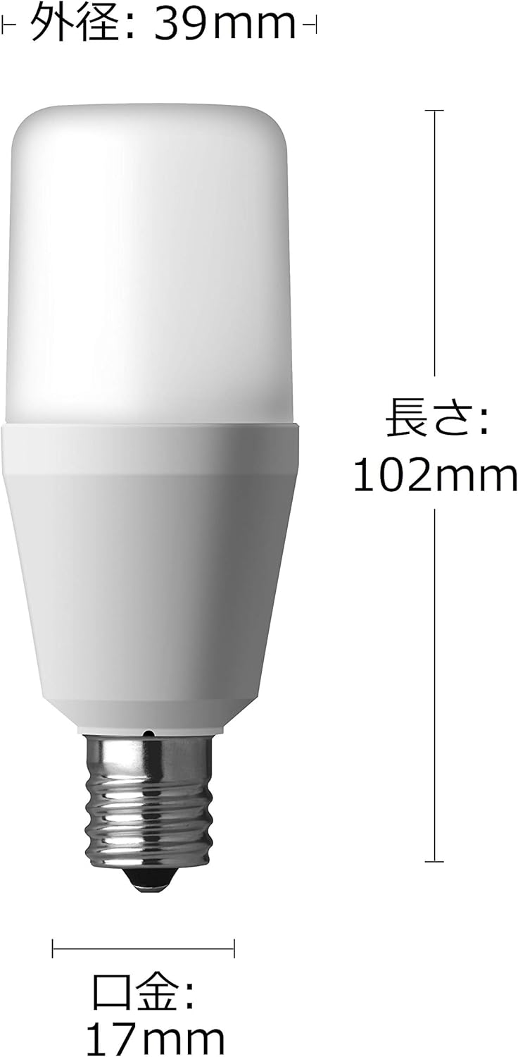 Panasonic LED Light Bulb, Base Diameter 0.7 inches (17 mm), 60W Bulb Equivalent, Warm White Light (6.4W), General Bulb T-Type, Compatible with Sealed Fixtures, LDT6LGE17ST6