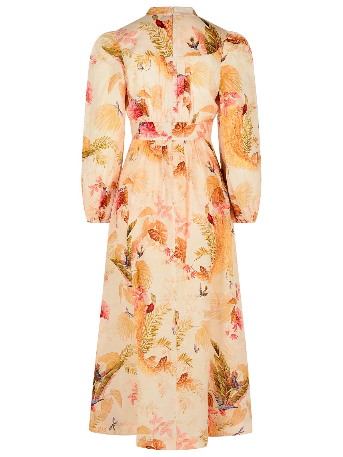Zimmermann Zimmermann 'Plunge'低カットリネンドレス「クリームパームフローラル」カラー - Image 4