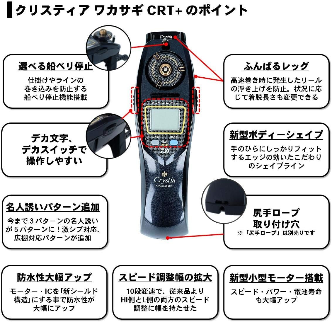 DAIWA CRT+ Cristia Wakasagi Reel, Black