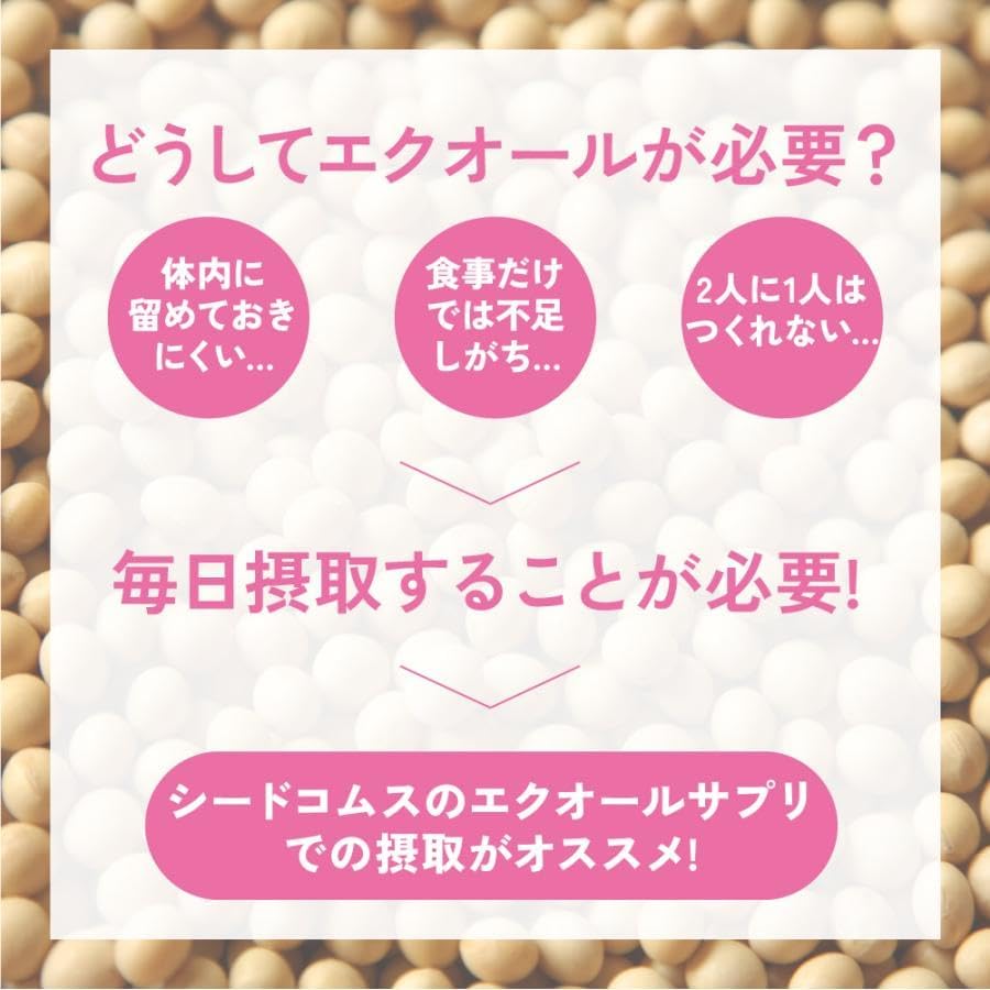 Seed Coms [Equol 1 Capsule, 10 mg] Women's Fluctuation Support, 30 Day Supply, S-Equol, Soy Isoflavone, Lactobionic Acid Supplement, GMP Certified Factory and Made in Japan
