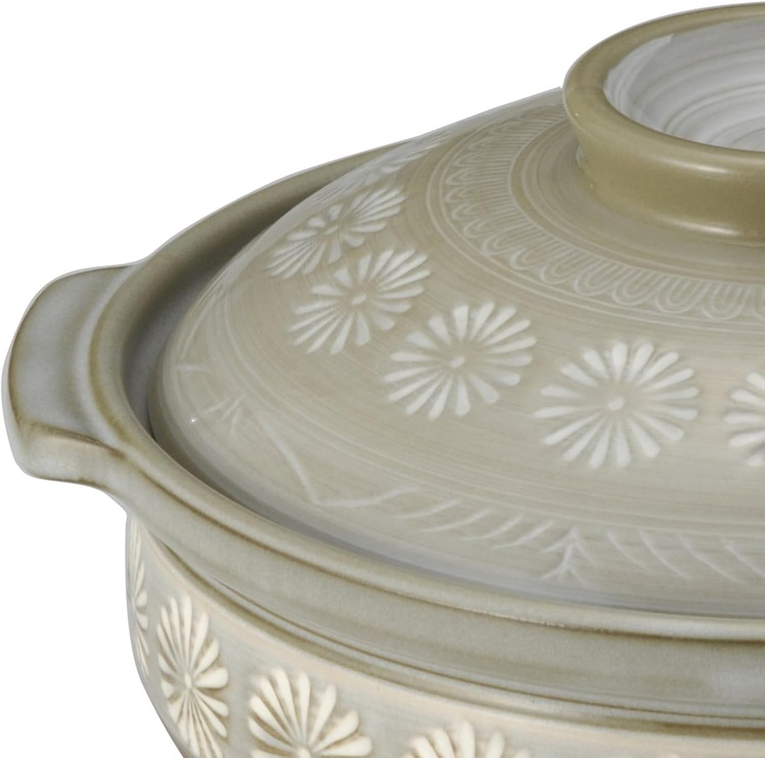 【正規品】 萬古焼 銀峯 土鍋 (深鍋) 7号 1-2人用 花三島 直火対応 保温性 日本製 21071