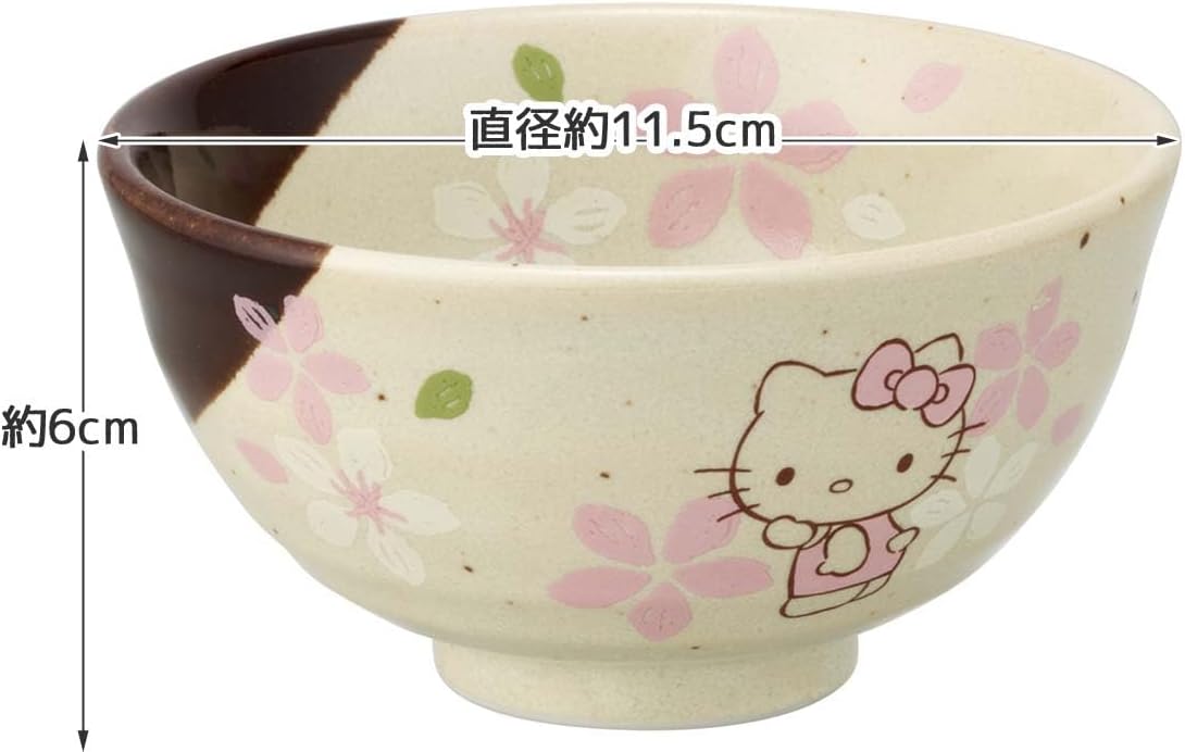 Skater CHMR1-A Mino Yaki Rice Bowl, Hello Kitty Sakura Sanrio, 4.4 x 2.4 inches (11.2 x 6 cm)
