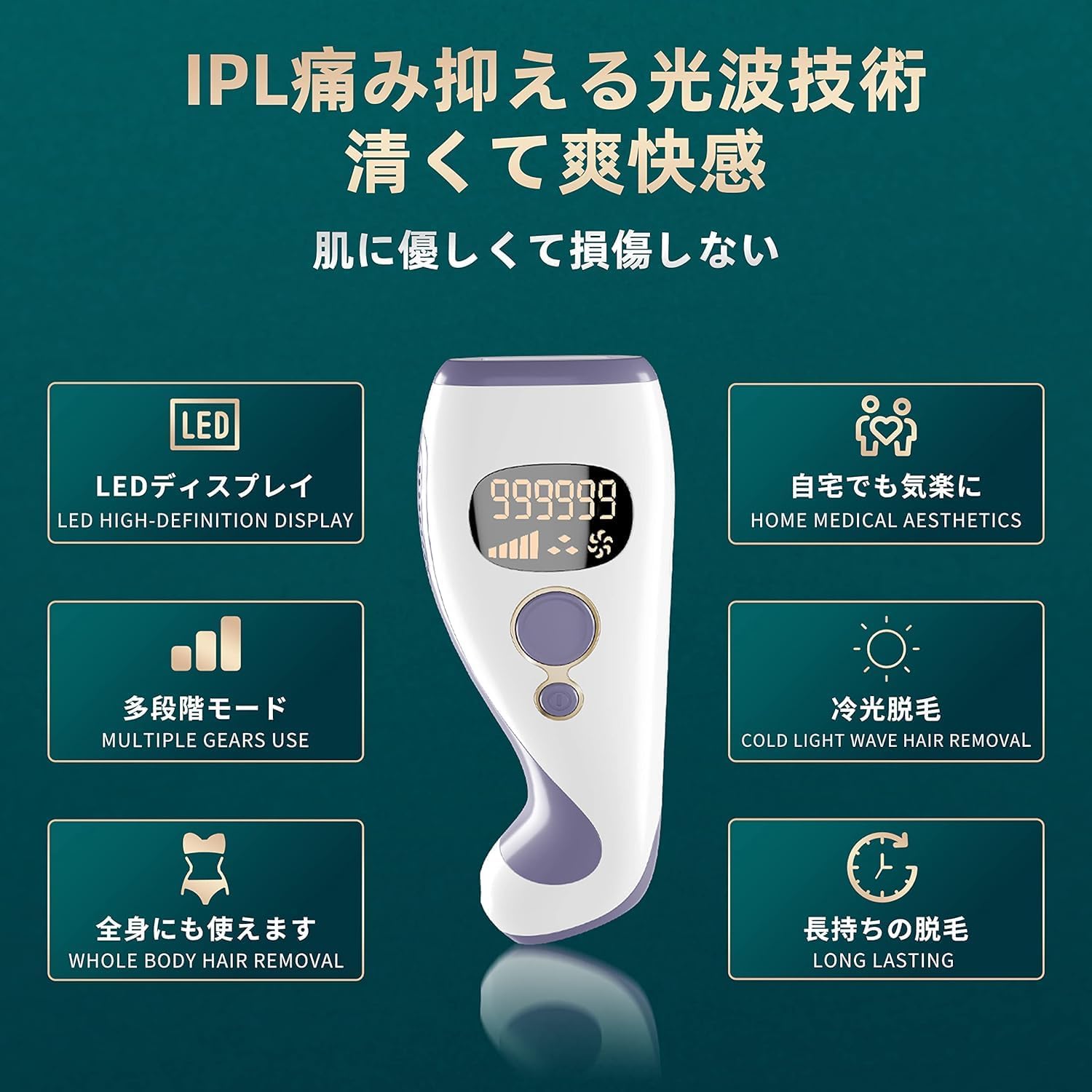 ZAPAL Epilator, 990,0000 Irradiation, IPL Light Epilator, VIO Compatible, Full Body Hair Removal, Household Epilator, 5 Levels, Flash Hair Removal, Sunglasses Included, Waste Hair Treatment, Full Body