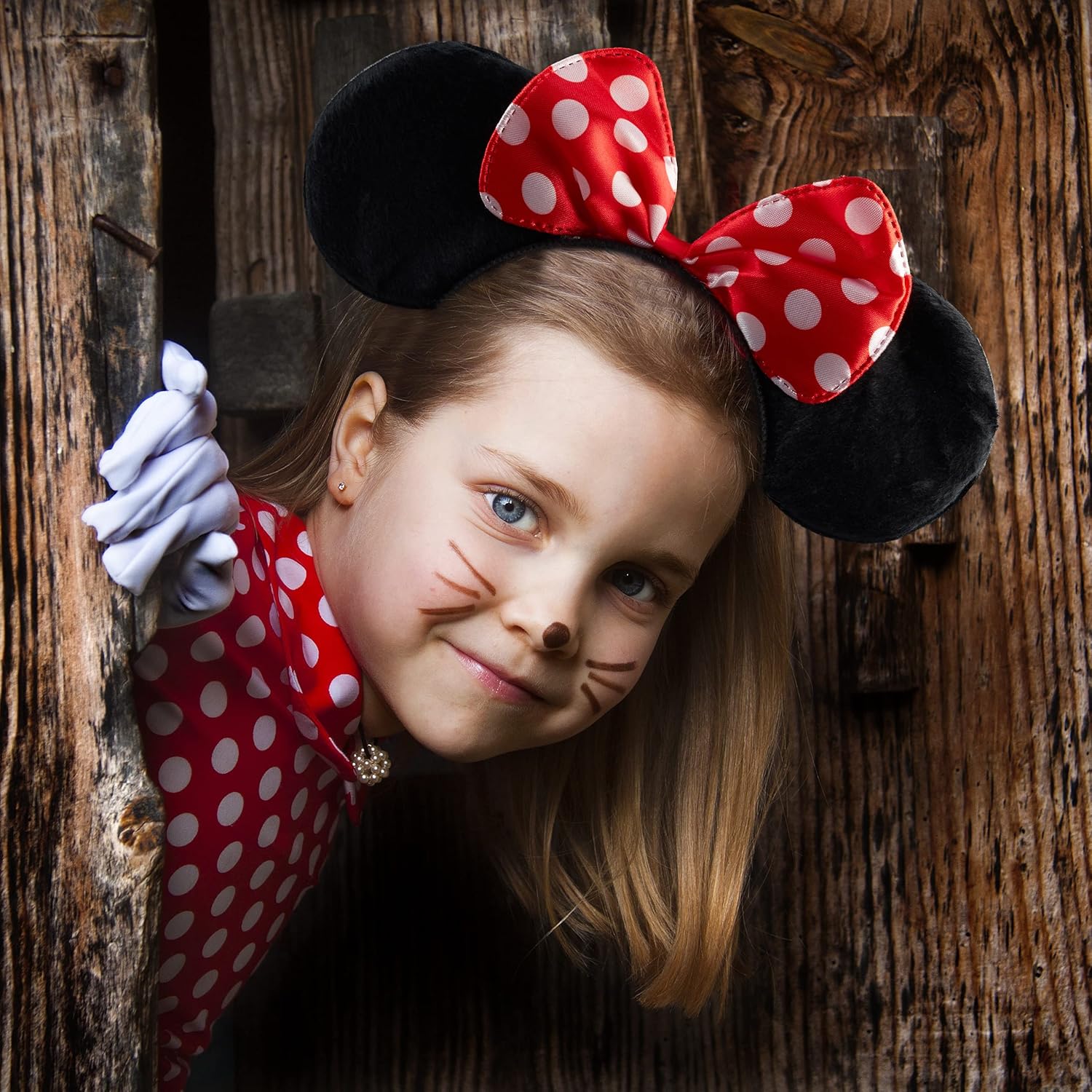 Relaxdays Minnie Mouse Ears Polka Dot Bow Headband Fancy Dress Carnival Accessory Black/Red