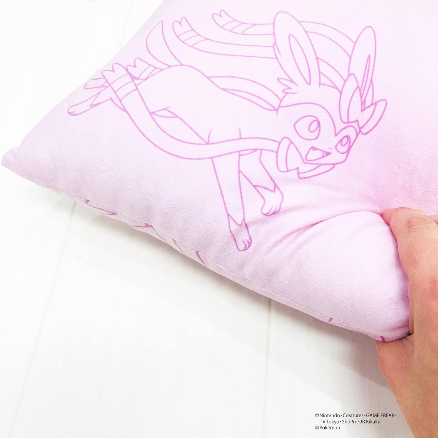 MORiPiLO Plush Pillow Pokemon Nymphia (with Mascot) Handle Attached Compact Cushion Goods Stuffed Toy Nap Pillow 11 x 15.4 x 3.5 inches (28 x 39 x 9 cm) Pink Character Pillow by Morishita