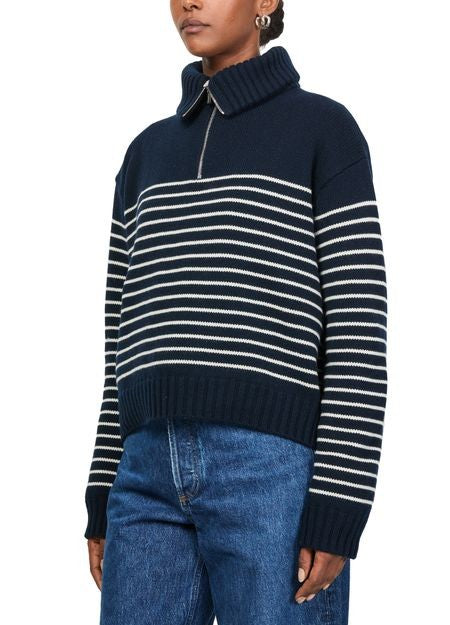 MIU MIU Striped cashmere sweater with trucker collar - Image 4