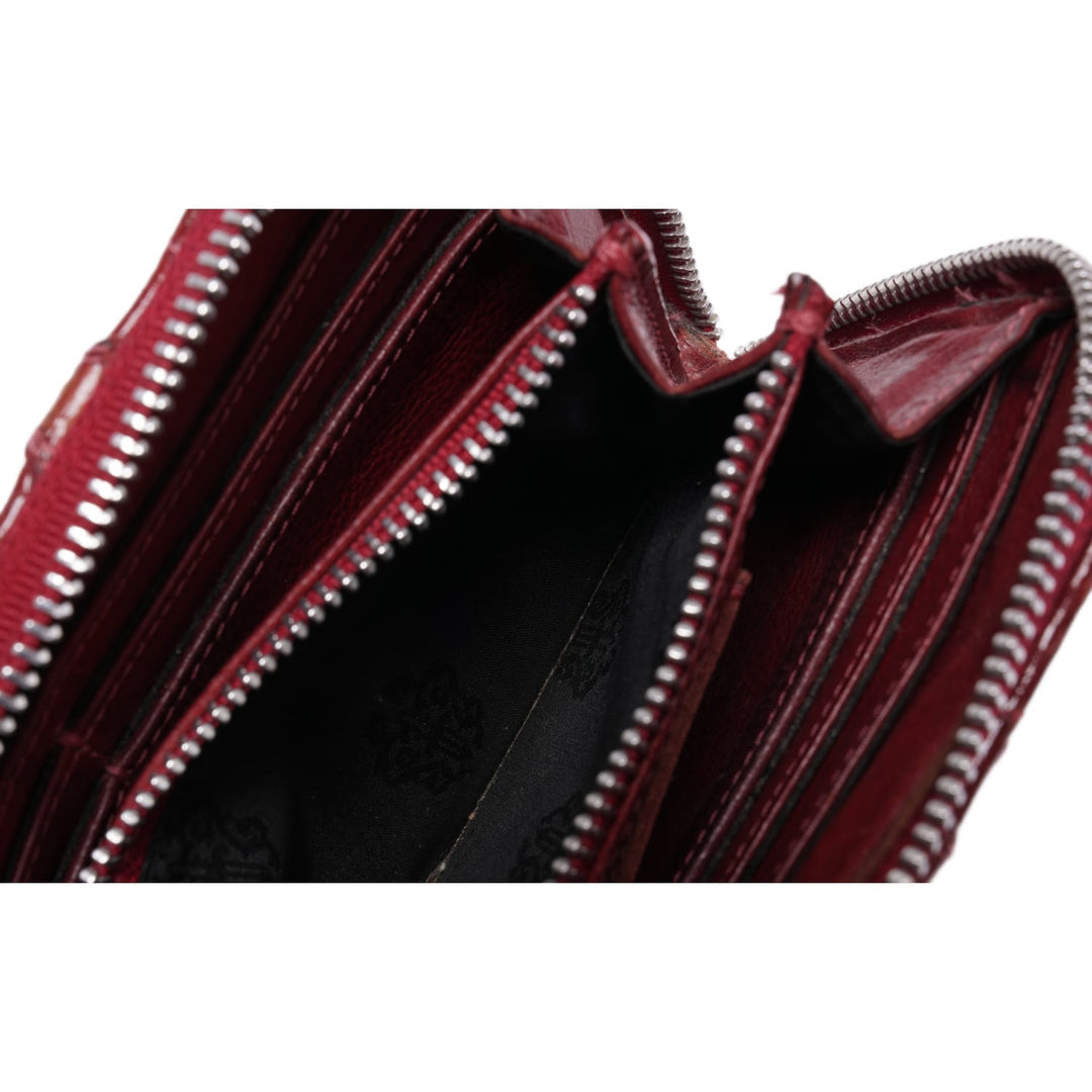 CHROME HEARTS 'RED' PATENT LEATHER CROSS PATCH LONG ZIP WALLET