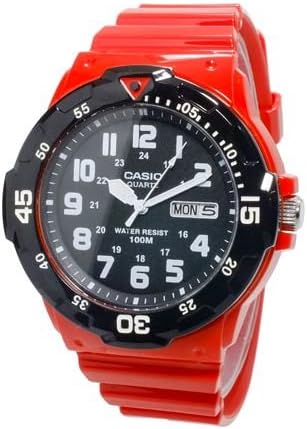 CASIO Diver's Look 100M Waterproof Analog Plastic Belt Watch for Men Unisex (MRW-200HC-4B, MRW-200HC-7B) (MRW-200HC-4B(Red)