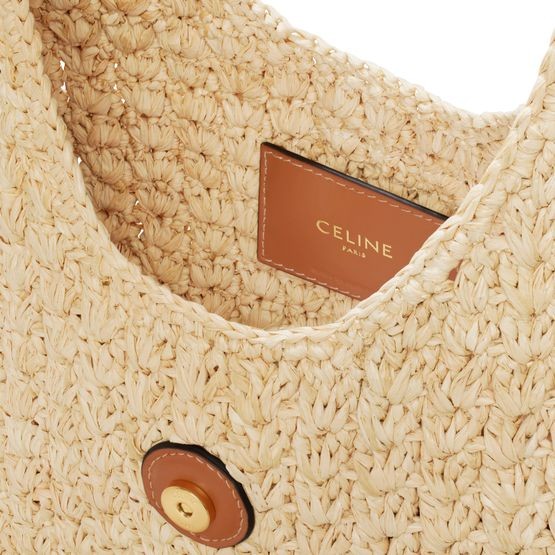 CELINE Cabas triangle in raffia and calfskin - Image 4