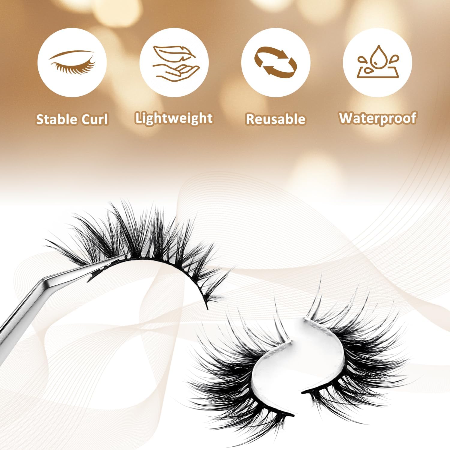 EKIND 5 Pairs Faux Eyelashes with Hanging Eyes - 3D Volume and Fluffy Curls, Perfect for Daily Makeup and Stage Makeup