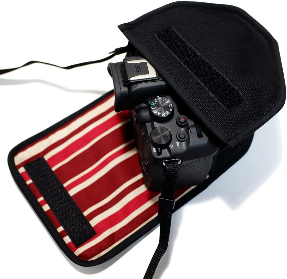 suono Canon EOS R10 Case RF-S18-45 IS STM Lens Handmade in Japan CANON Cover, black bordeaux stripe, Modern