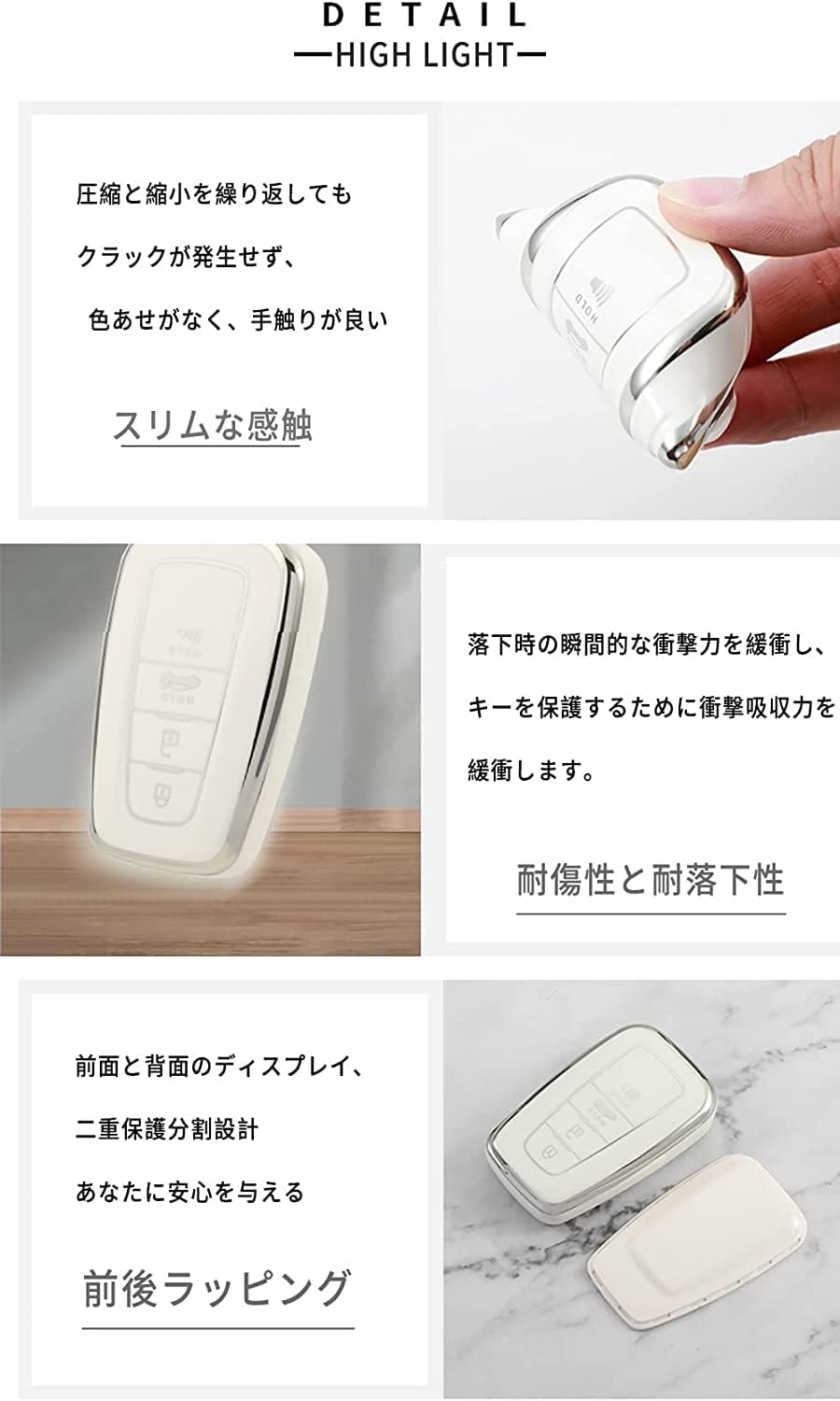 ONTTO Toyota Exclusive Smart Key Case, Key Cover, Key Holder, Toyota Crown 220 CHR C-HR ZYX10, Prius 50 Series, Roller Cross, RAV4, New Camry, TPU Material, High Quality, Fashionable Accessory, C Grey