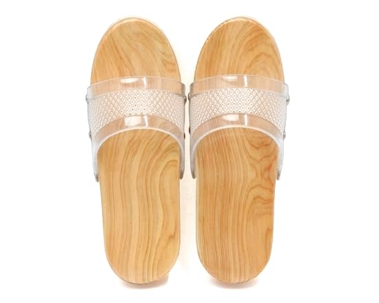 Women's Hita Geta Clogs, Transparent Band, Cedar Sandals, Clear Paint, Geta Clogs, Made in Japan, beige