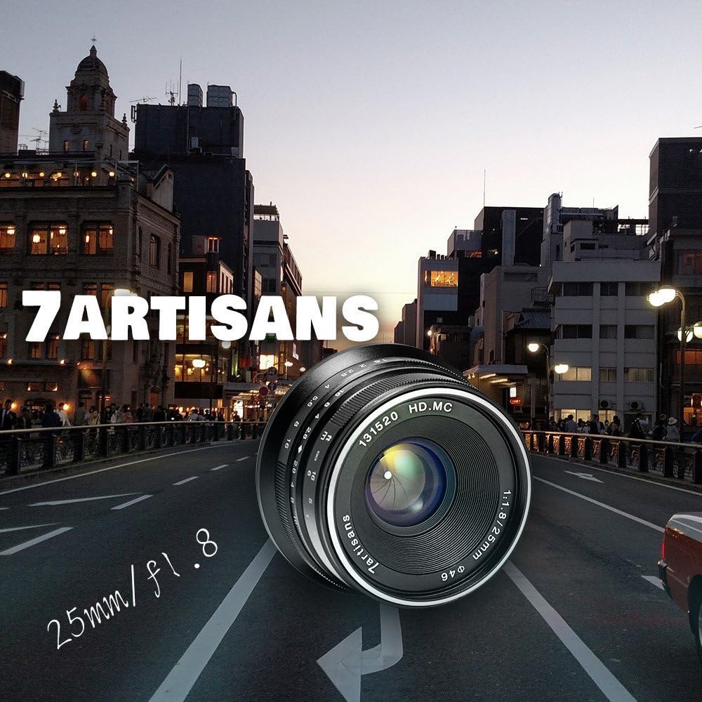 7artisans 25mm F1.8 Manual Focus Prime Fixed Lens for Canon Eos-M Mount M1 M2 M3 M5 M6 M10 (Black)