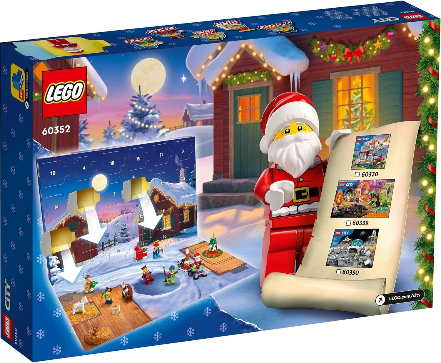 LEGO City Advent Calendar 60352 Toy Blocks, Present, Holiday, Anniversary, Boys, Girls, 5 Years Old