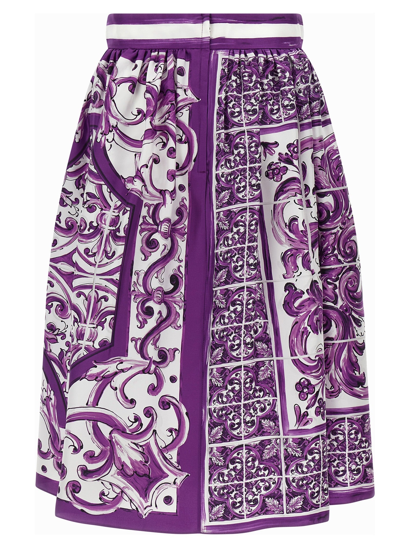 Dolce  Gabbana Dolce＆Gabbana 'Maiolica'プリントシルクスカート - Image 4