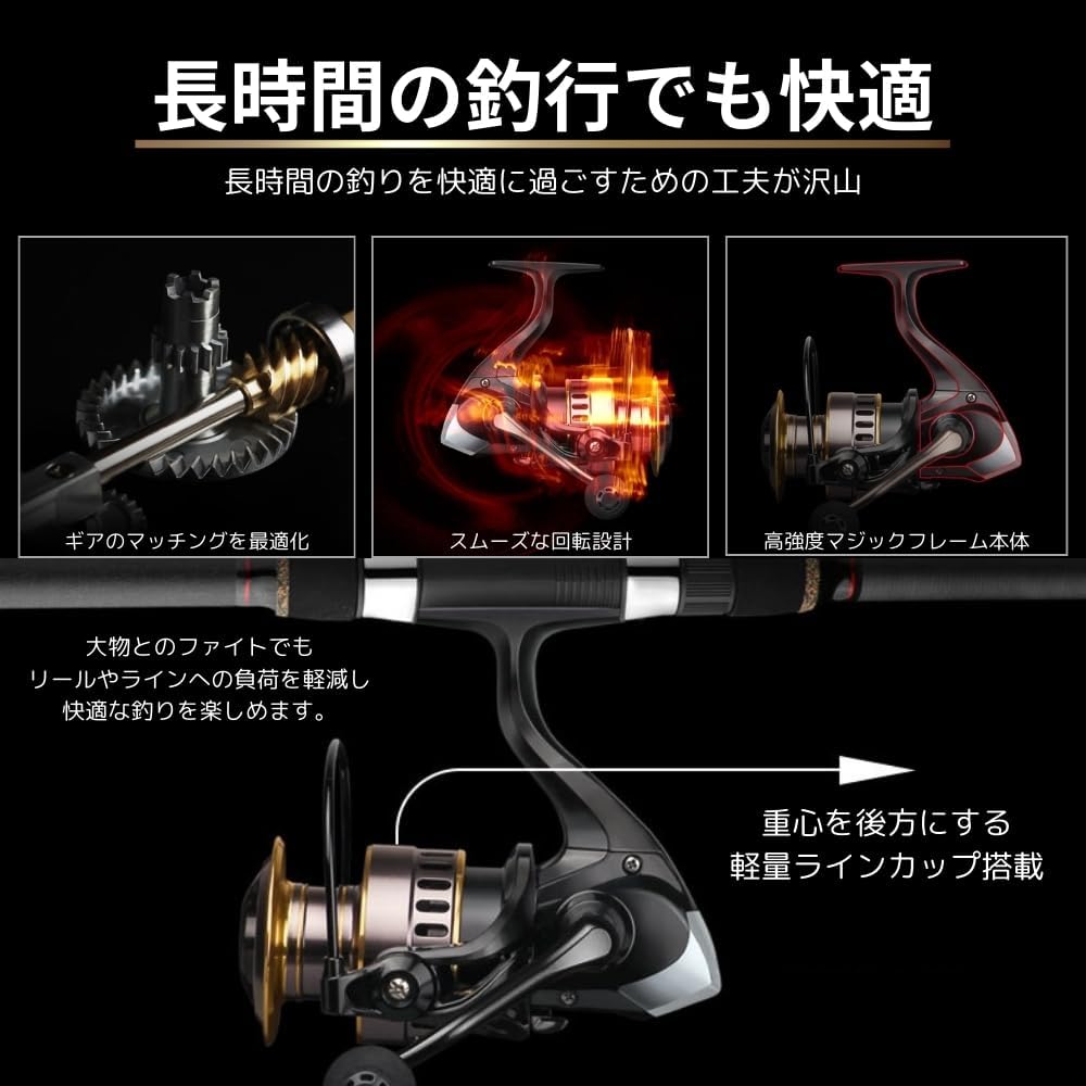 Spinning Reel, Saltwater Fishing, Distant Throw Reel, Bass, Sea Bass, Jigging, Cherry Mass, Ajing, Ice Fishing, Freshwater Fishing, All Metal, 12BB 5.2:1, Shock Resistant