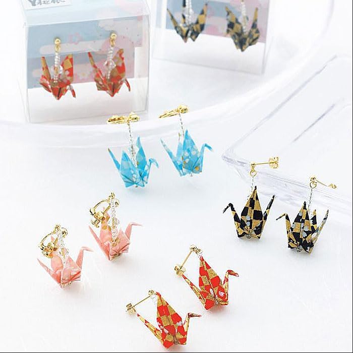 Orizuru Earrings Red