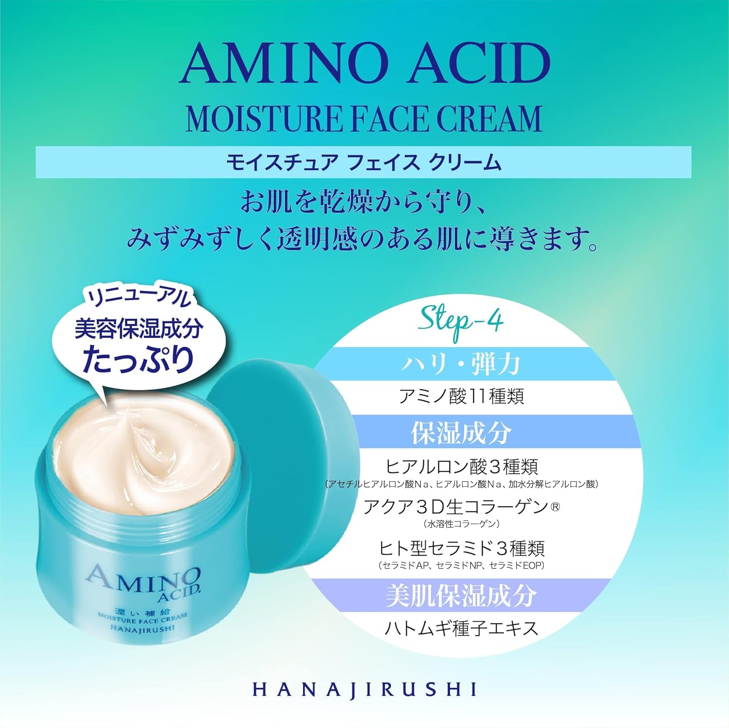 Hanajiru Thick Moisturizing Ceramide Face Cream, 2.8 oz (80 g), Dry Skin, Humanized Ceramide & Amino Acids, Cream, Fragrance-free, Nighttime Beauty Cream, Men's, Redis, Rough Skin, Dry Wrinkles