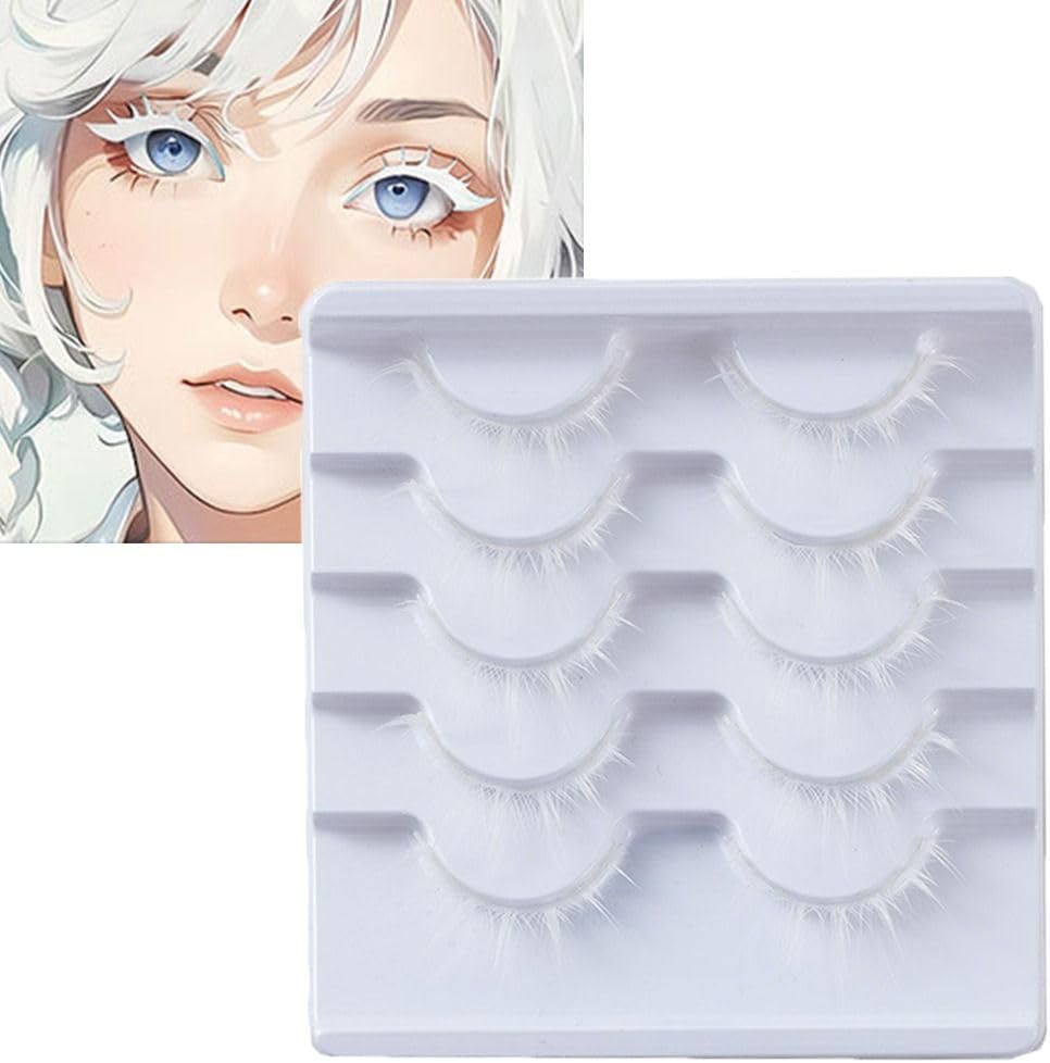 White Anime Eyelashes 3D Hot Pointed 3D Upper Rush Cartoon Cosplay Eyelashes Masquerade for Halloween Party Stage