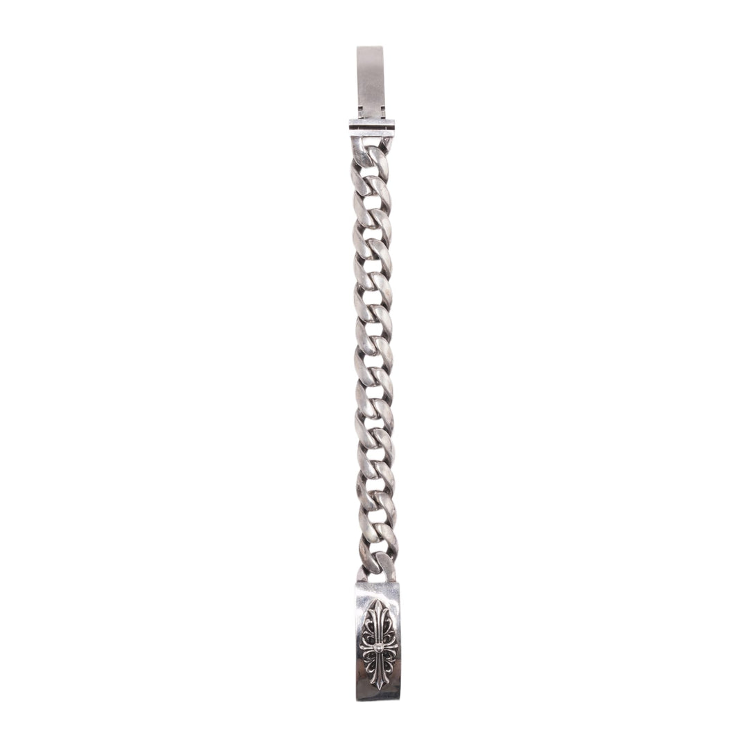 CHROME HEARTS 'FLORAL CROSS' 8IN SILVER BRACELET