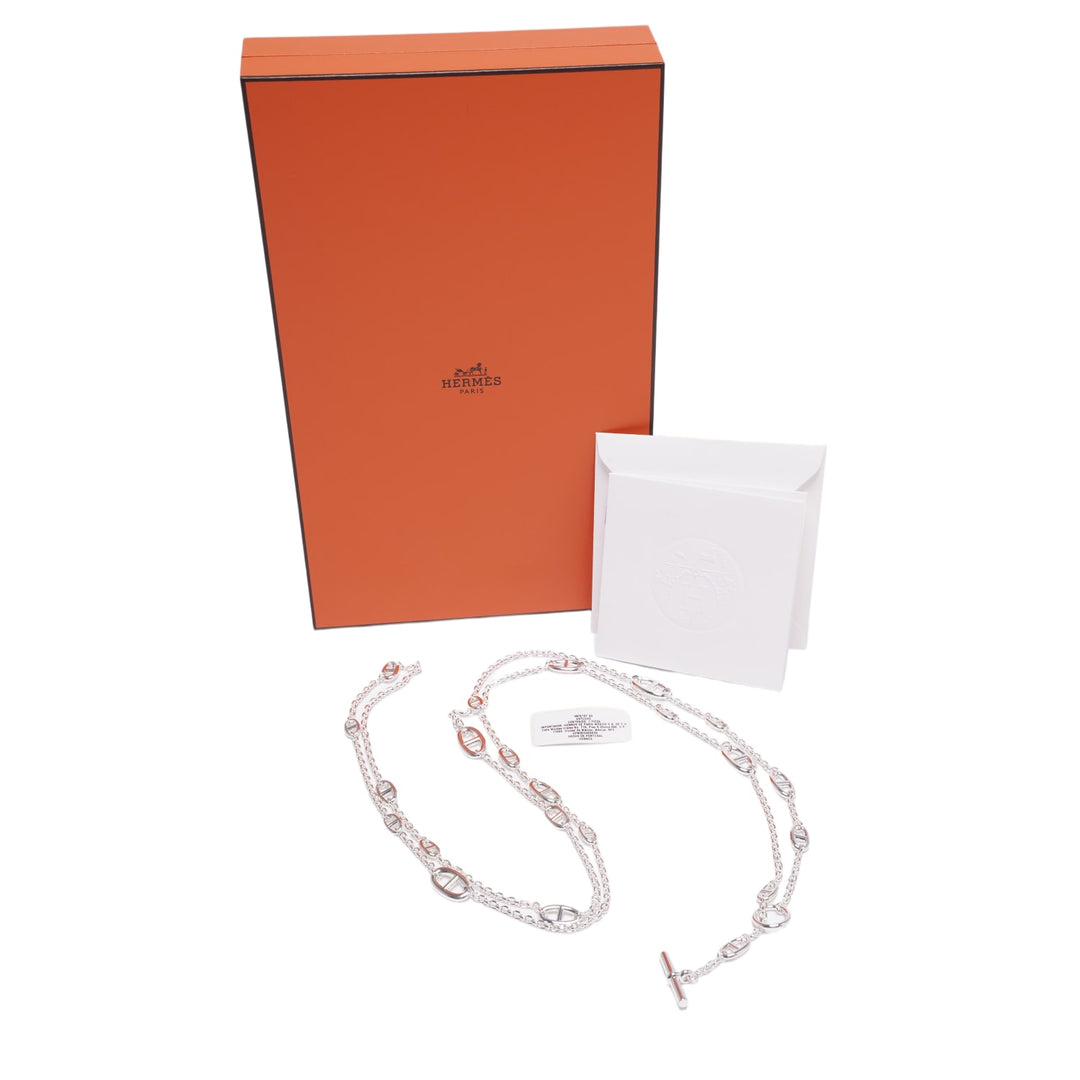 HERMÈS 'STERLING SILVER' FARANDOLE NECKLACE 160CM