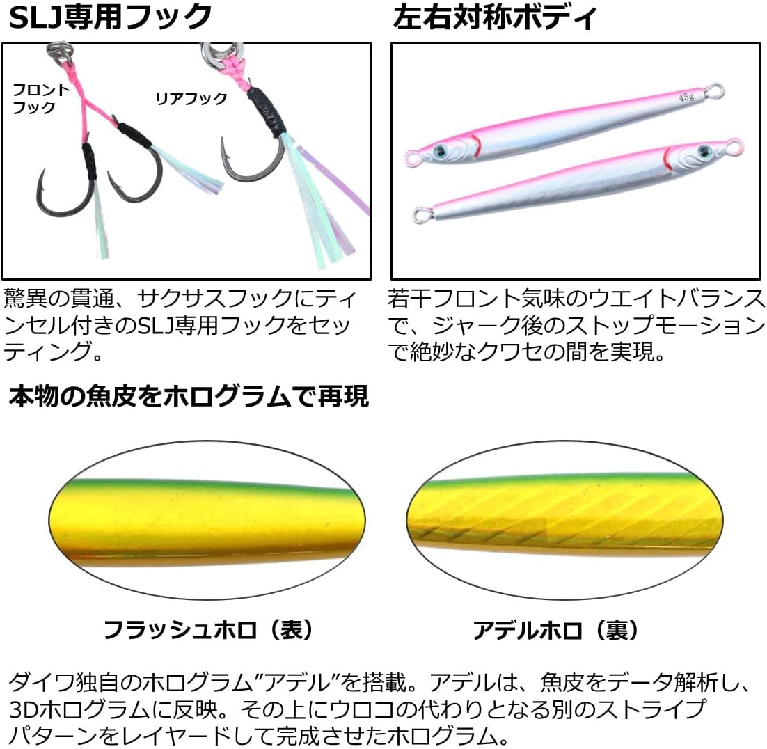 ダイワ(DAIWA) メタルジグ TGベイトスリム SLJ 30-80g アデルカラー