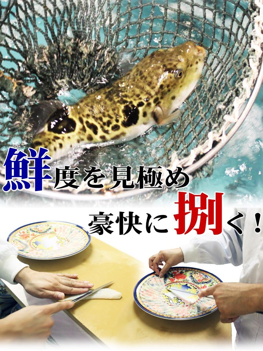 Tiger Puffer Fish Sashimi and Fugu Hot Pot Set (24cm Dish 2-3 Servings) Fugu Sashimi, Gift for the New Year, Gift from Yamaguchi Prefecture