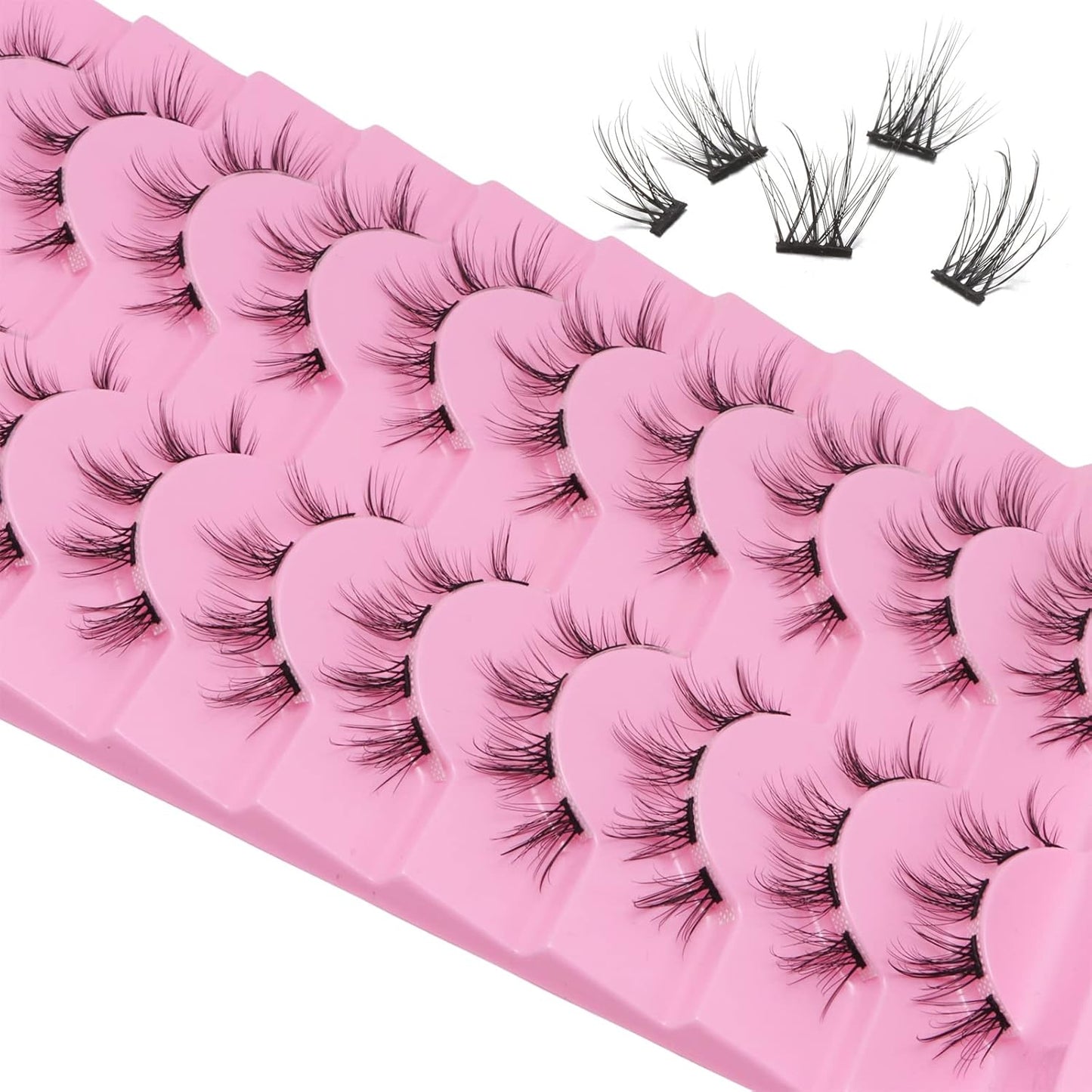 10 Pairs Cluster Eyelashes Natural Look Manga Lush Cluster C Curl Faint Individual Eyelashes Cat Eye Eyelashes DIY Eyelash Extensions (TM30)