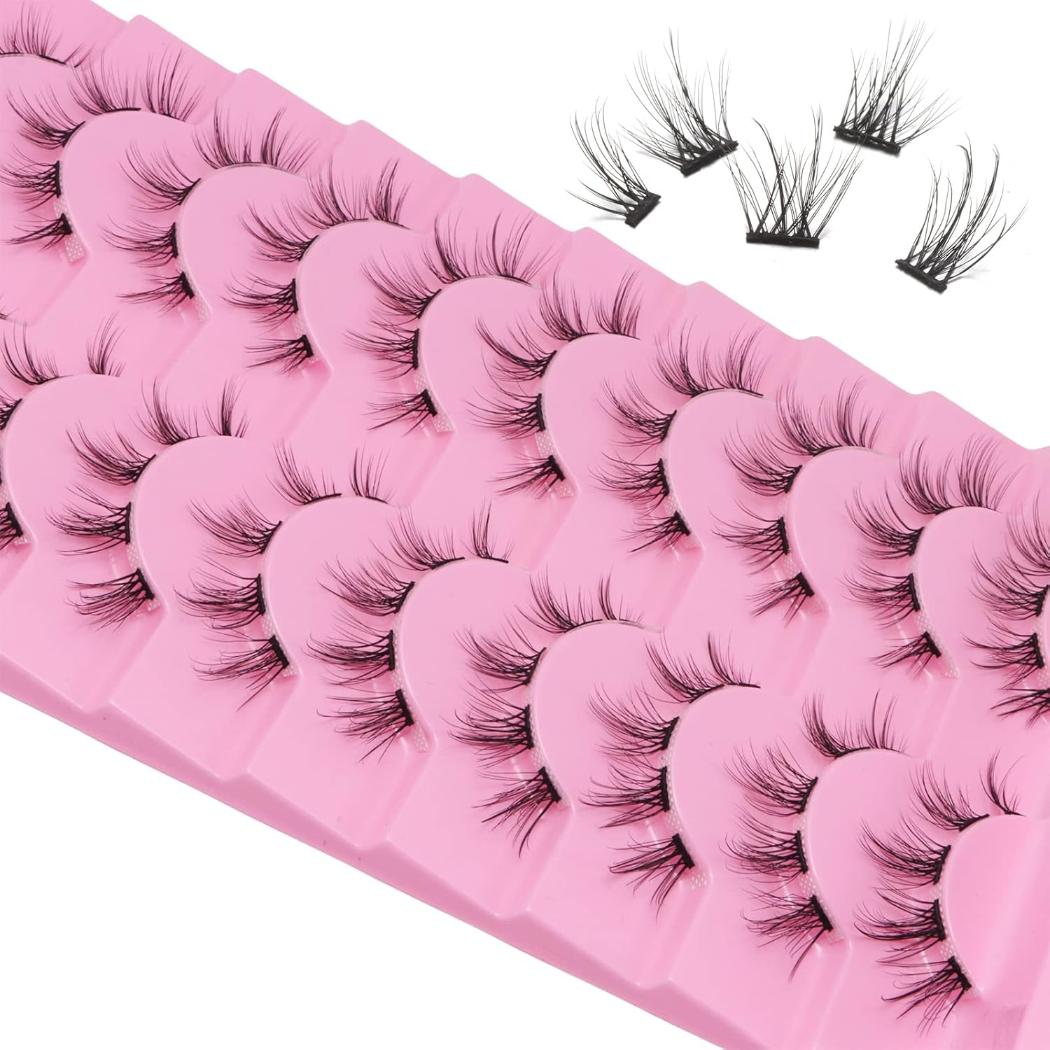 10 Pairs Cluster Eyelashes Natural Look Manga Lush Cluster C Curl Faint Individual Eyelashes Cat Eye Eyelashes DIY Eyelash Extensions (TM30)