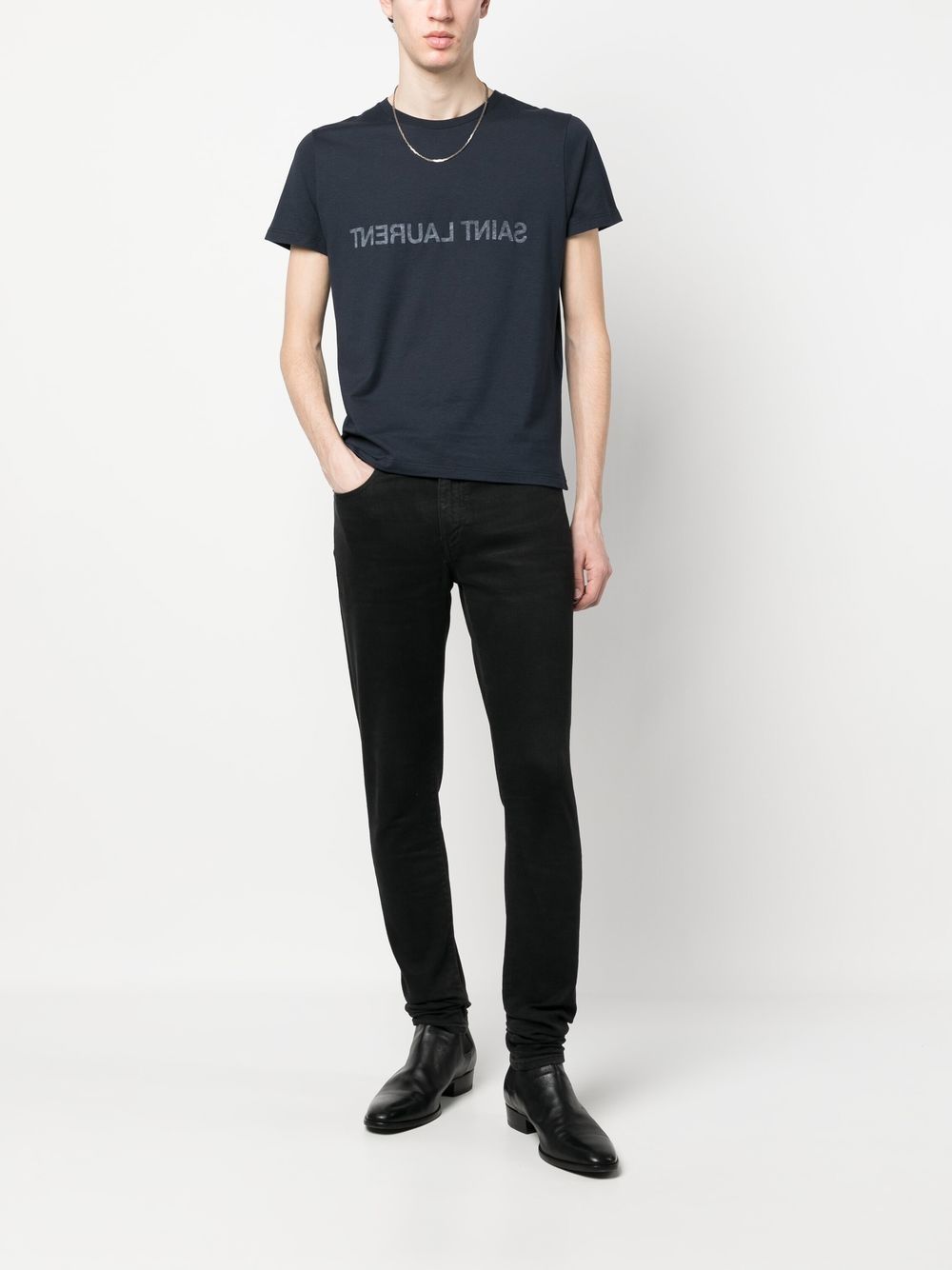 Saint セントローランロゴコットンTシャツ - Image 4