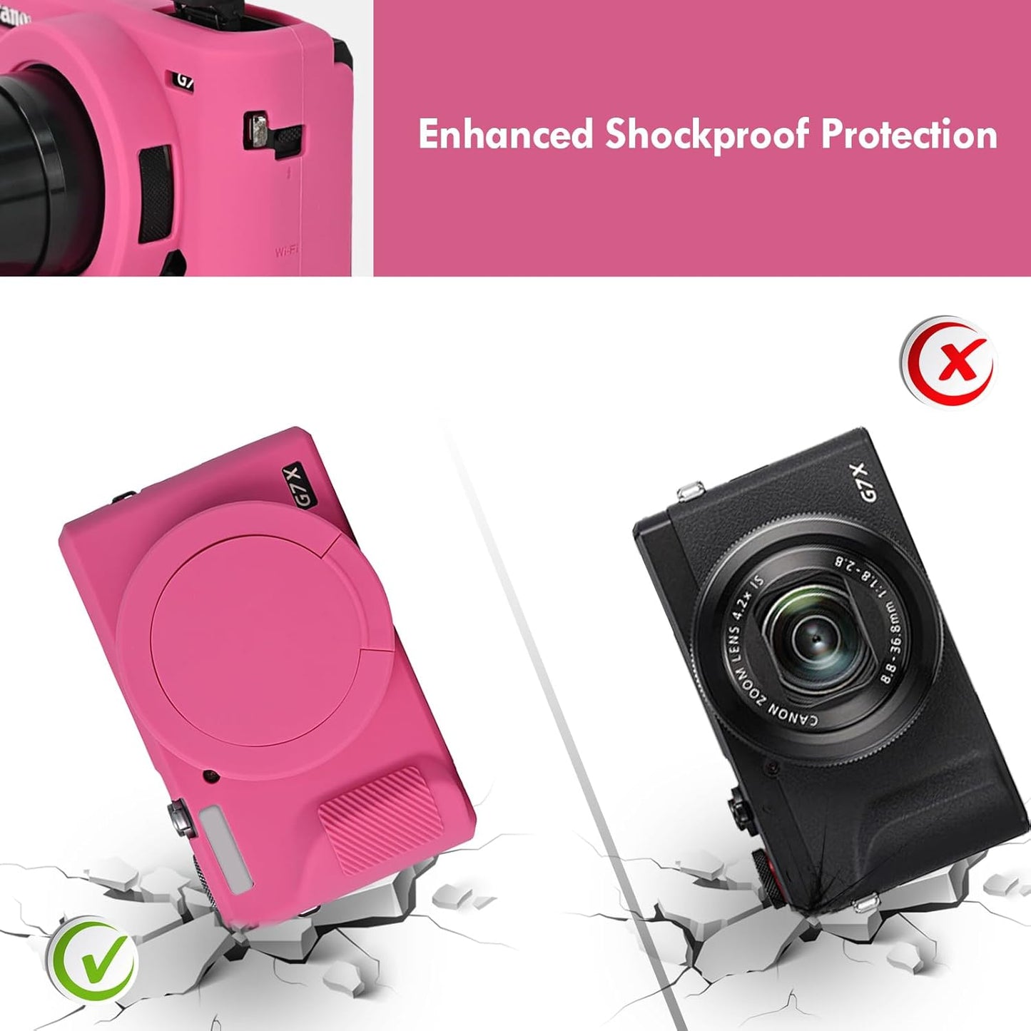 VOVMOEYA For Canon PowerShot G7 X Mark III Camera Case, 2 Tempered Glass Film Body Case For Canon G7X Mark III Compact Digital Camera Case G7X3 Camera Protective Cover with Removable Lens Cover PU