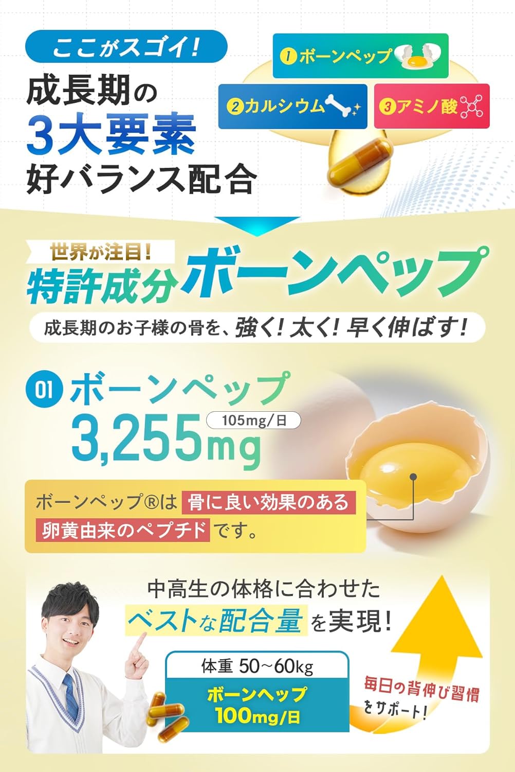 Senobi Up (Developed with a Pharmaceutical Company for Middle and High School Students with Long-term Growth Supplement) (Sugar or Artificial Sweeteners Not Used for Precious Children), Height Growth