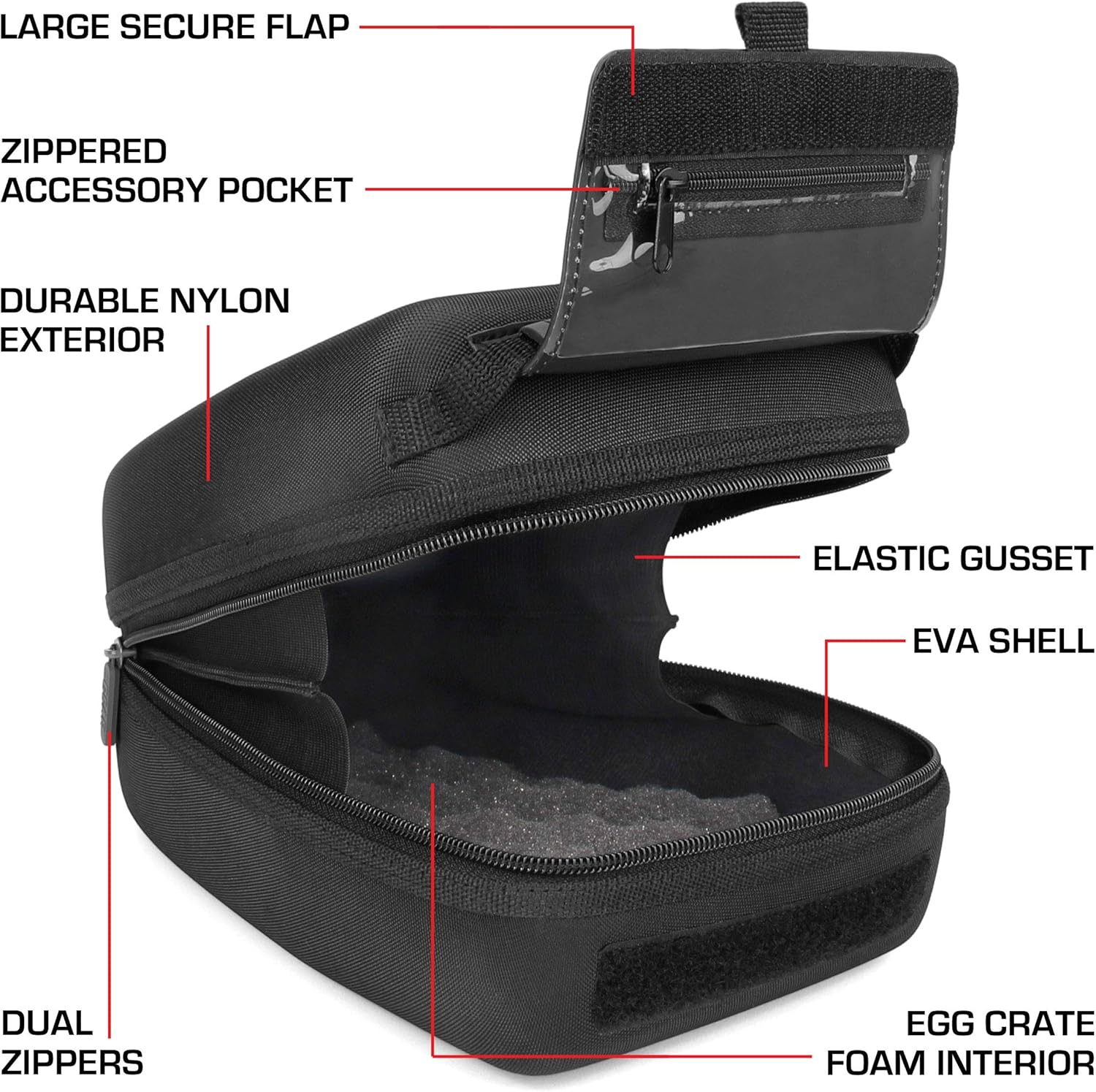 USA Gear Quick Access DSLR Hard Shell Camera Case Molded EVA Protection Padded Interior Holster with Belt Loop and Rubber Coated Handle - Fits Nikon, Canon, Pentax, Olympus and More,, Black - Zoom