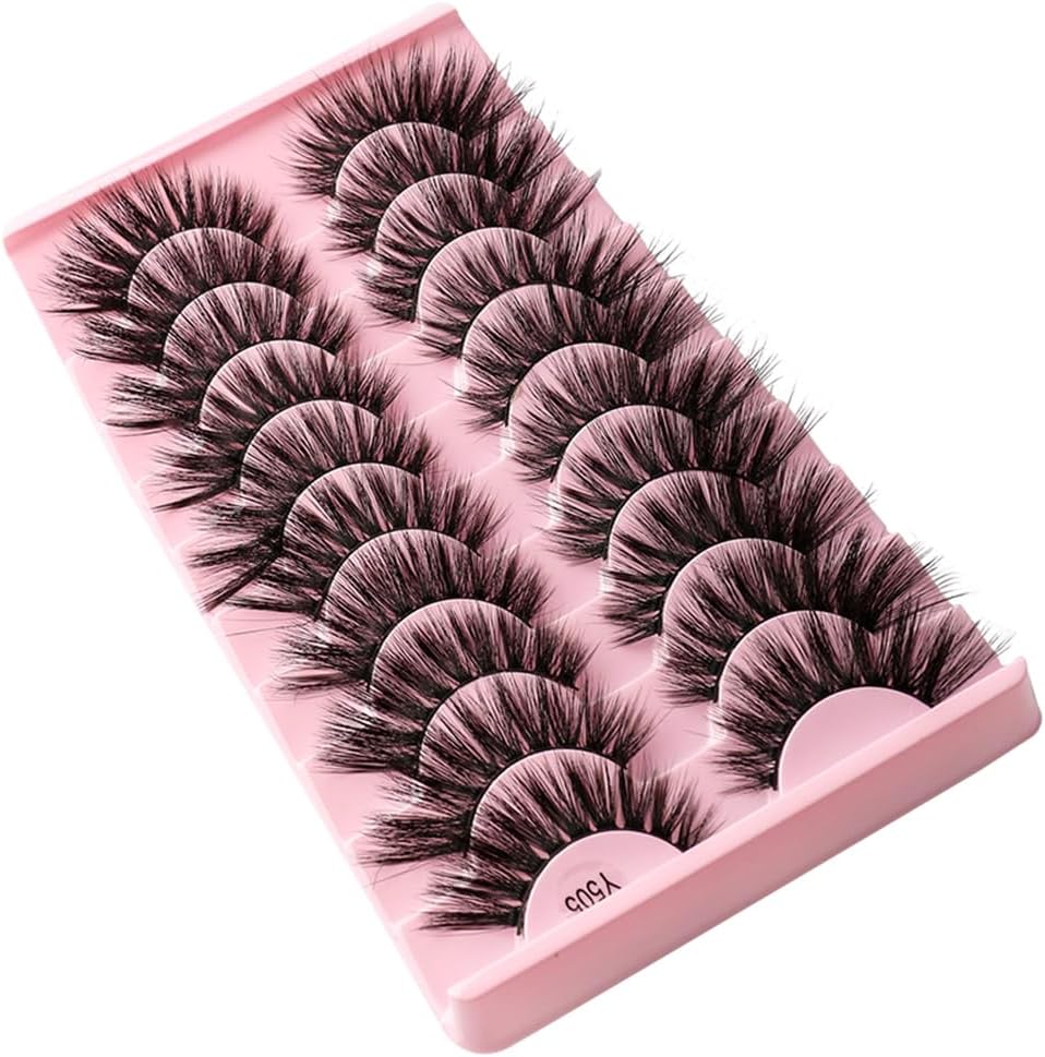 ロングプラス 10ペア つけまつげ フェイクミンク アイラッシュ 超濃密 手作り 舞台用 日常化粧 ロング まつげ (Y505)