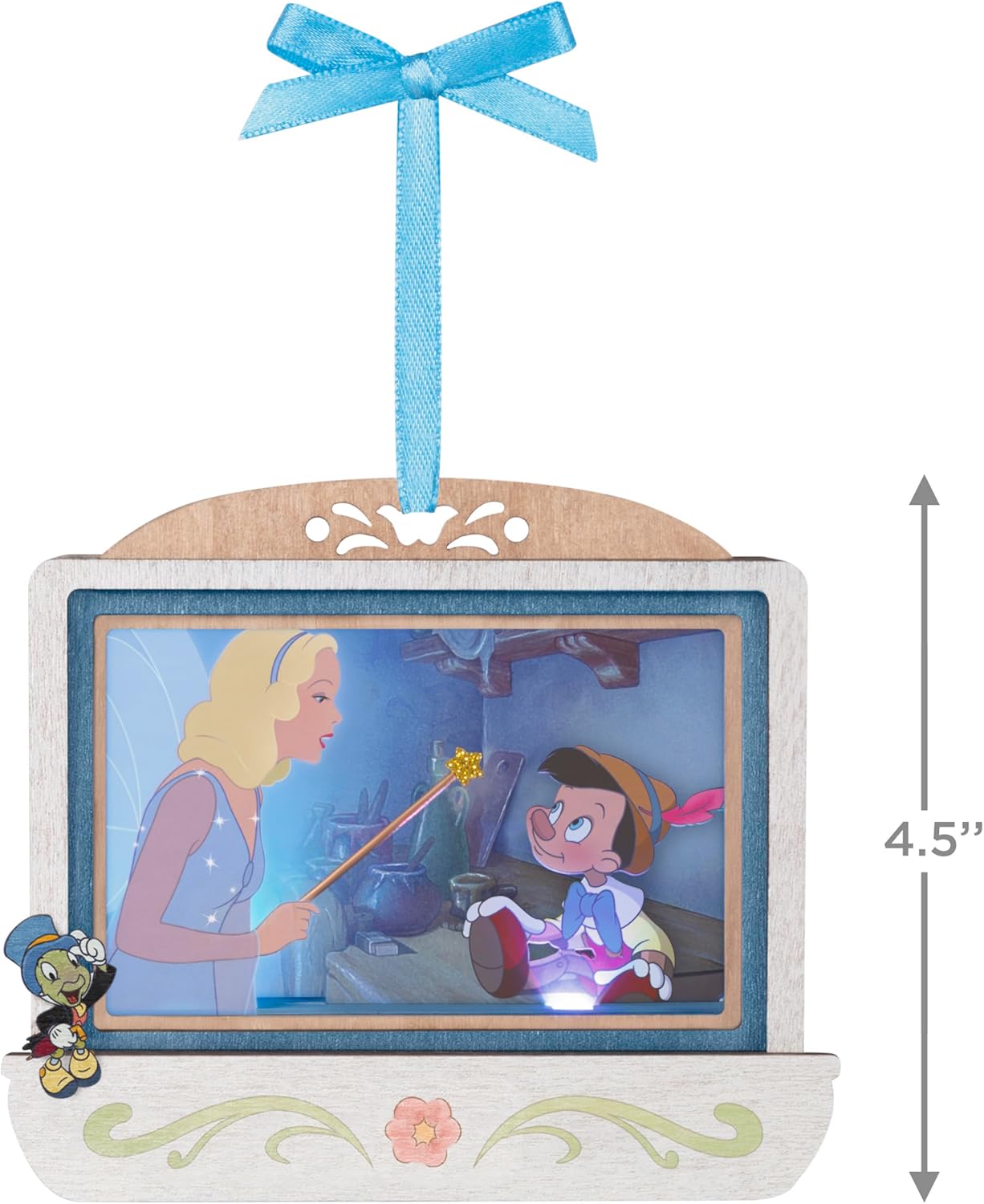 Hallmark Keepsake Adorno navideño de Disney, Pinocho, 85 aniversario, el deseo de Geppetto hecho realidad con luz, manualidades de papel, regalos para fanáticos de Disney
