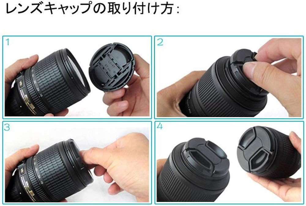 2.3 inches (58 mm) Lens Cap, Set of 3, Inner Type One-Touch Lens Cap, 2.3 inches (58 mm), Includes Drop Prevention Hook, Lens Protect Cap (2.3 inches (58 mm)