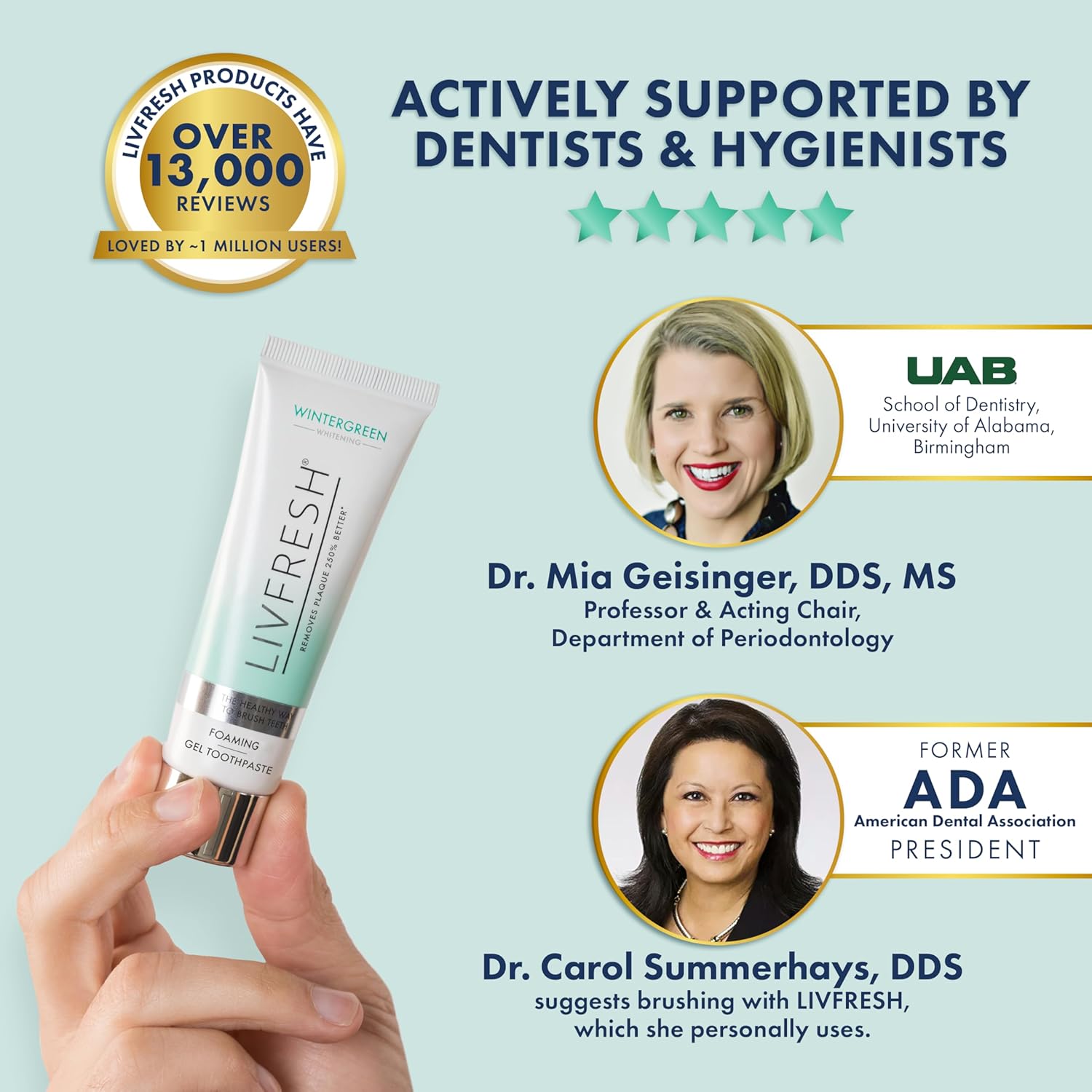LivFresh Gel de pasta de dientes, clínicamente probado para eliminar la placa un 250% mejor, mejora la salud de las encías un 190% mejor, previene y reduce el sarro, refresca el aliento, gel dental