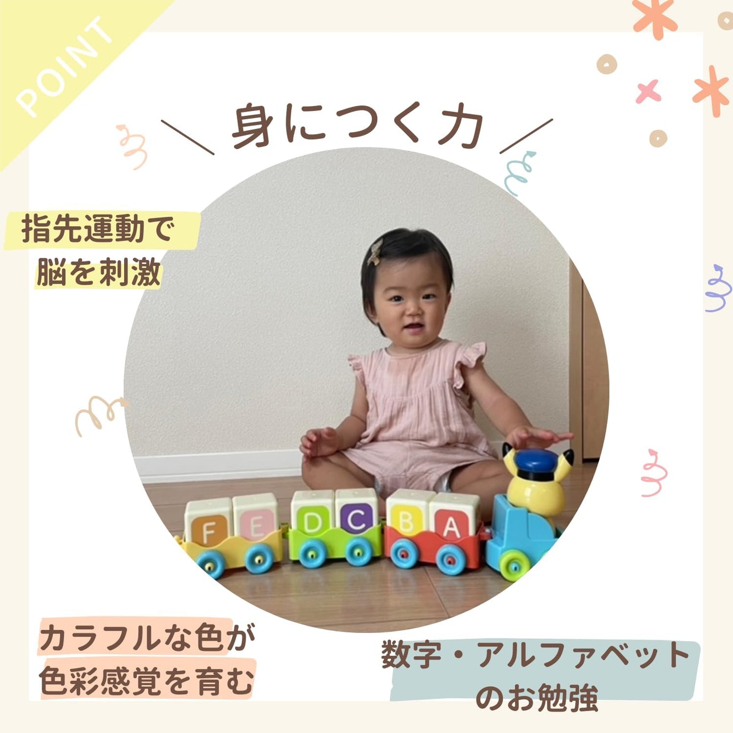 Toy Royal Monpoke Tsumiki Densha (Fingertip Play/Color Sensation/Number Play) Wooden Toy Train (Colorful / Colorful) Alphabet Pikachu Pokemon Study