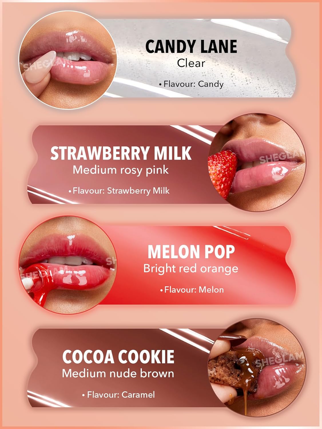 SHEGLAM Crystal Glaze Lip Gloss Moisturizing Jelly, Crystal Gloss, Lasts 8 Hours, Sweet Scent (Strawberry Milk)